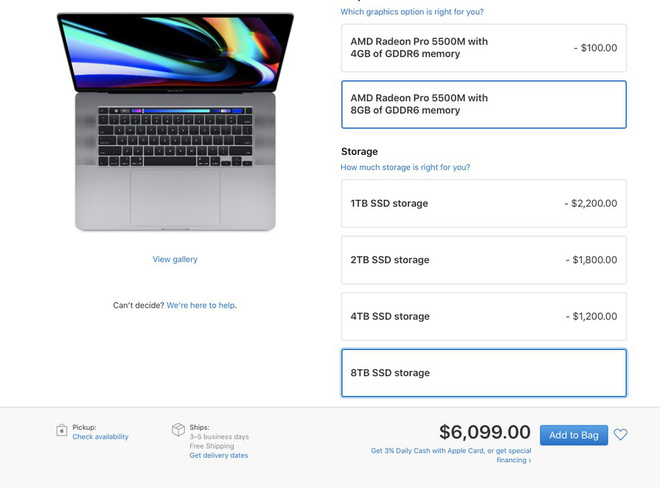 MacBook Pro 16-Inch Bản Cao Cấp Nhất Có Giá Đến 6.099 USD