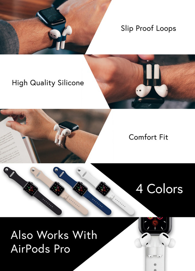 Đây Là Mẫu Dây Apple Watch Có Gắn Thêm Lỗ Cắm AirPods Cho Nó Khỏi Rơi, Giá Gần 700.000 Đồng/Bộ