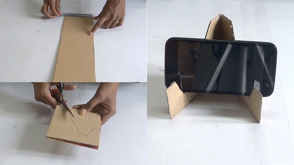   Một mảnh bìa carton cũng có thể biến thành chân đế giữ điện thoại.  